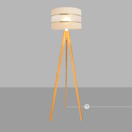 Lámpara de pie HELEN 1xE27/15W/230V color crema/dorado/roble