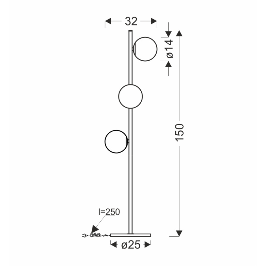 Lámpara de pie KAMA 3xG9/28W/230V negro/negro ahumado