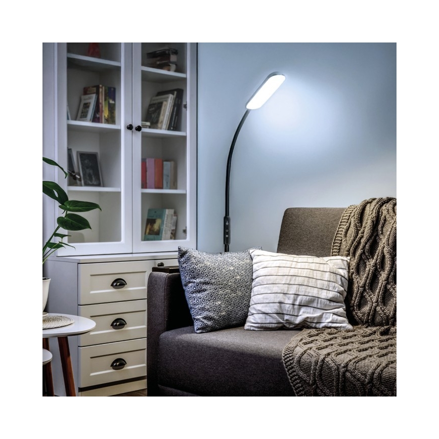 Lámpara de pie LED regulable TEILO LED/10W/230V 3000/4000/6500K negro + control remoto