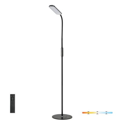 Lámpara de pie LED regulable TEILO LED/10W/230V 3000/4000/6500K negro + control remoto