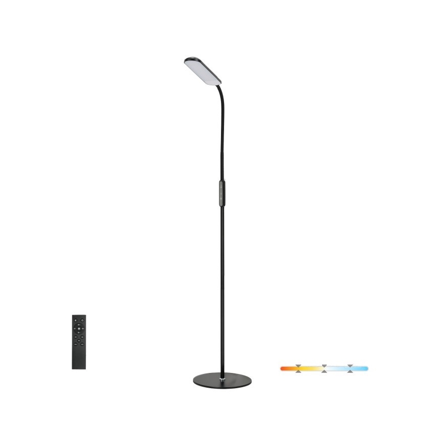 Lámpara de pie LED regulable TEILO LED/10W/230V 3000/4000/6500K negro + control remoto