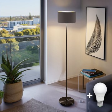 Lámpara de pie LED TUNJA 1xE27/20W/230V, diámetro 30 cm, acabado negro/marrón