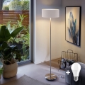 Lámpara de pie LED TUNJA 1xE27/20W/230V, diámetro 38 cm, cromo mate/blanco