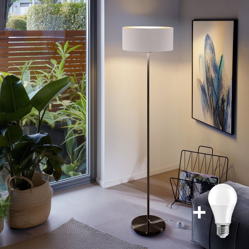 Lámpara de pie LED TUNJA 1xE27/20W/230V diámetro 38 cm negra/blanca