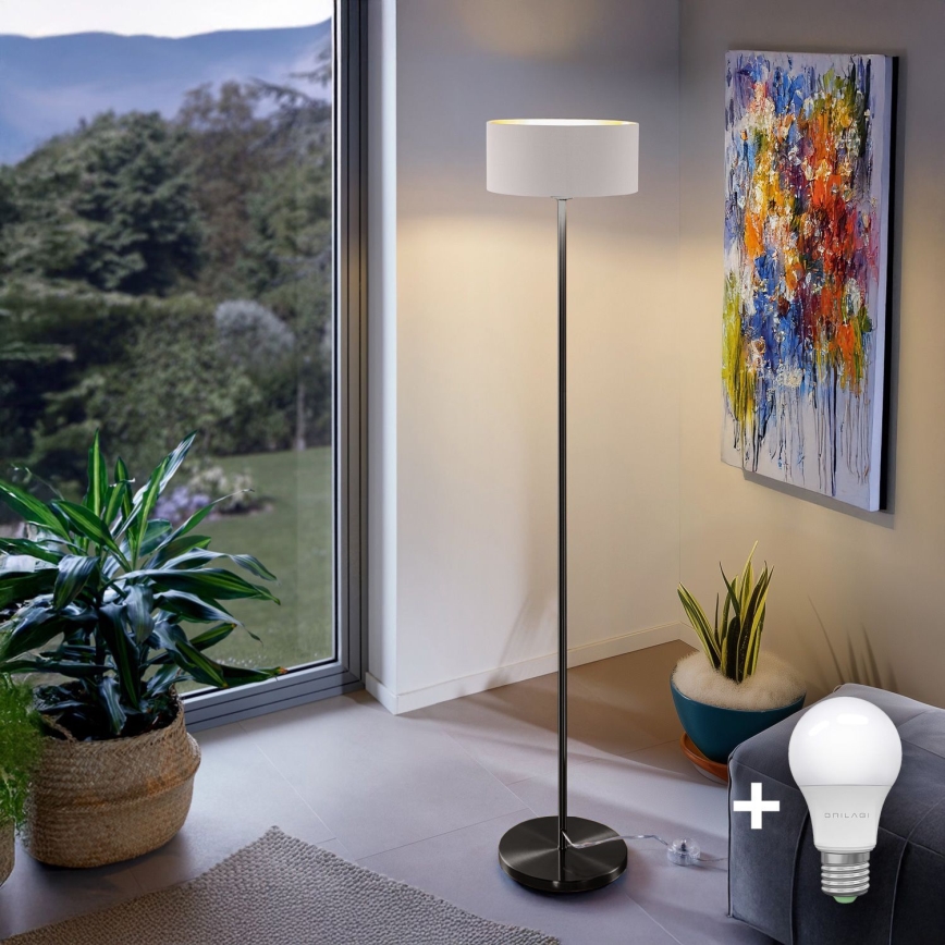 Lámpara de pie LED TUNJA 1xE27/20W/230V Ø 30 cm negra/blanca