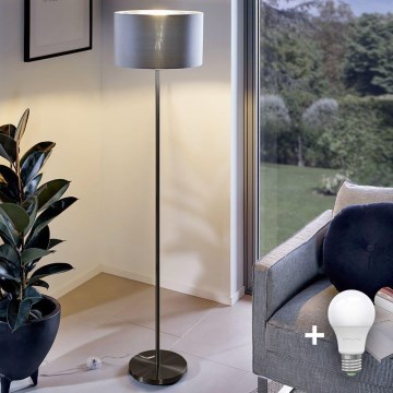 Lámpara de pie LED TUNJA 1xE27/20W/230V Ø 30 cm negra/gris