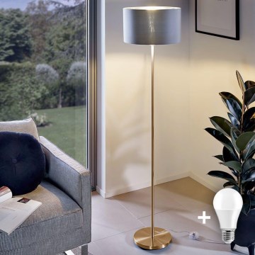 Lámpara de pie LED TUNJA 1xE27/20W/230V Ø 38 cm dorado/gris