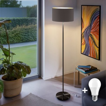 Lámpara de pie LED TUNJA 1xE27/20W/230V Ø 38 cm negra/topo