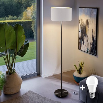 Lámpara de pie LED TUNJA 1xE27/20W/230V, Ø 38 cm, negro/blanco