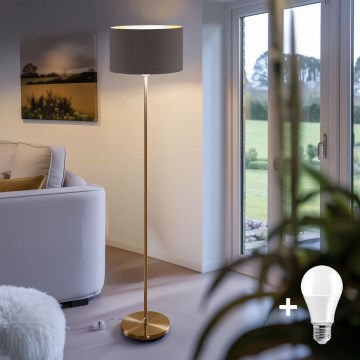Lámpara de pie LED TUNJA 1xE27/20W/230V Ø 38 cm oro/marrón