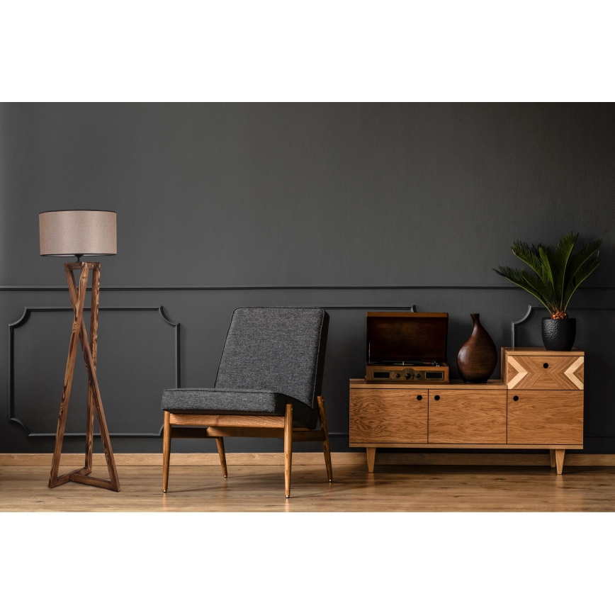 Lámpara de pie MACKA 1xE27/60W/230V beige/marrón