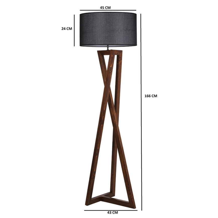 Lámpara de pie MACKA 1xE27/60W/230V negro/marrón