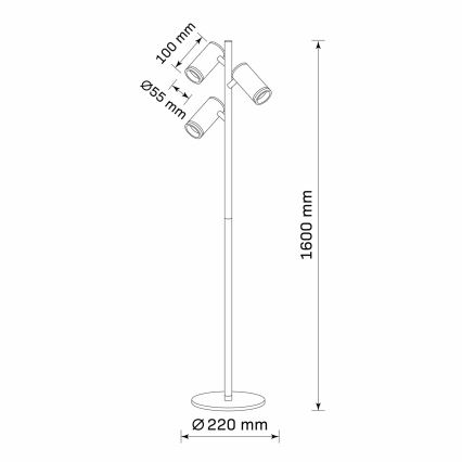 Lámpara de pie PARÍS 3xGU10/12W/230V negro