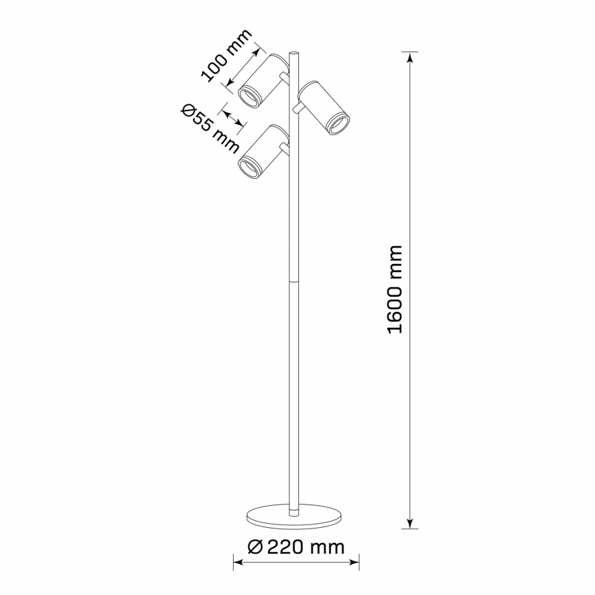 Lámpara de pie PARÍS 3xGU10/12W/230V negro