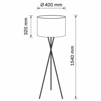 Lámpara de pie TEKLA 1xE27/20W/230V negro