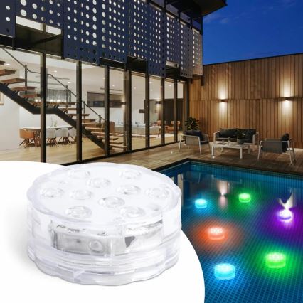 Lámpara de piscina LED regulable LED/3xAAA IP68 + mando a distancia