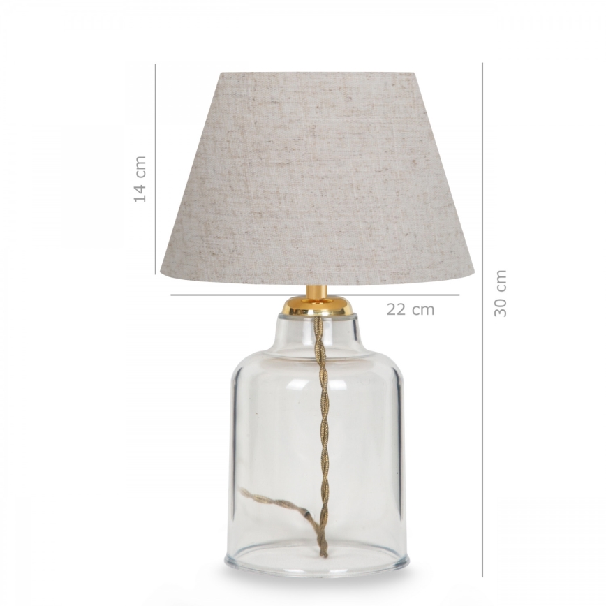 Lámpara de sobremesa AYD 1xE27/40W/230V crema/transparente
