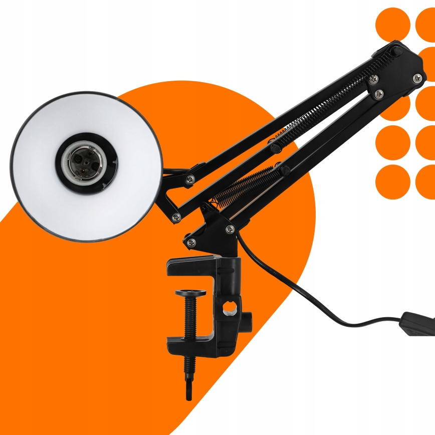 Lámpara de sobremesa con pinza 1xE27/60W/230V negra