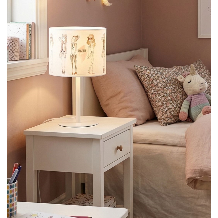 Lámpara de sobremesa infantil GIRLS VIBES 1xE27/60W/230V, diámetro 18 cm, para niñas