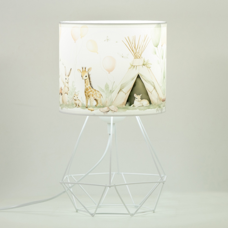 Lámpara de sobremesa infantil KIDS ROOM 1xE27/60W/230V Ø 18 cm, con motivos de animales