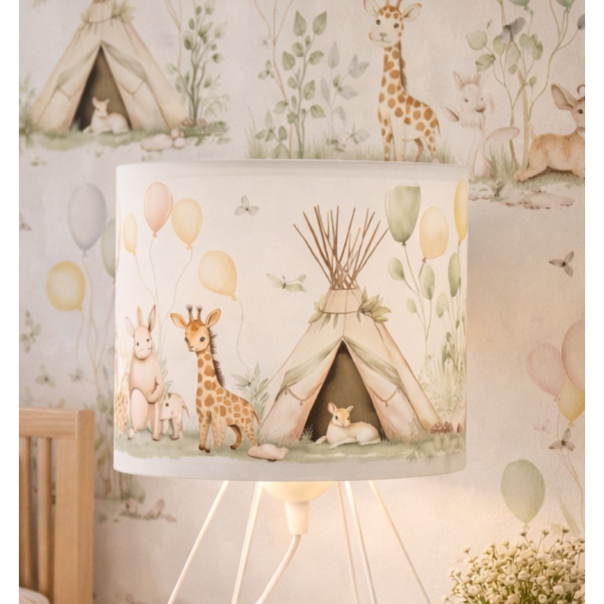 Lámpara de sobremesa infantil KIDS ROOM 1xE27/60W/230V Ø 18 cm, con motivos de animales