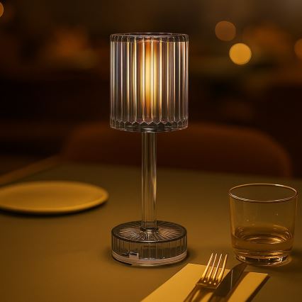 Lámpara de mesa recargable LED táctil SIMPLE LED/1W/5V 3000-6000K 2400 mAh gris ahumado