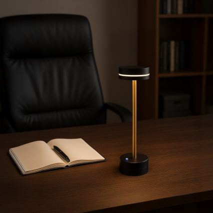 Lámpara de sobremesa LED recargable y regulable SAM LED/5W/5V 3600 mAh negro/dorado