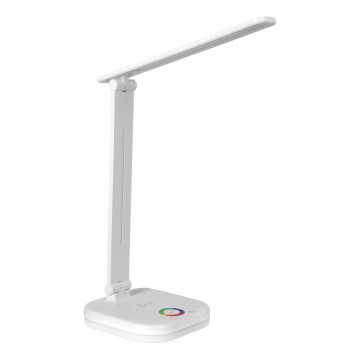 Lámpara de sobremesa LED RGBW regulable con carga inalámbrica LED/7W/5V USB blanca