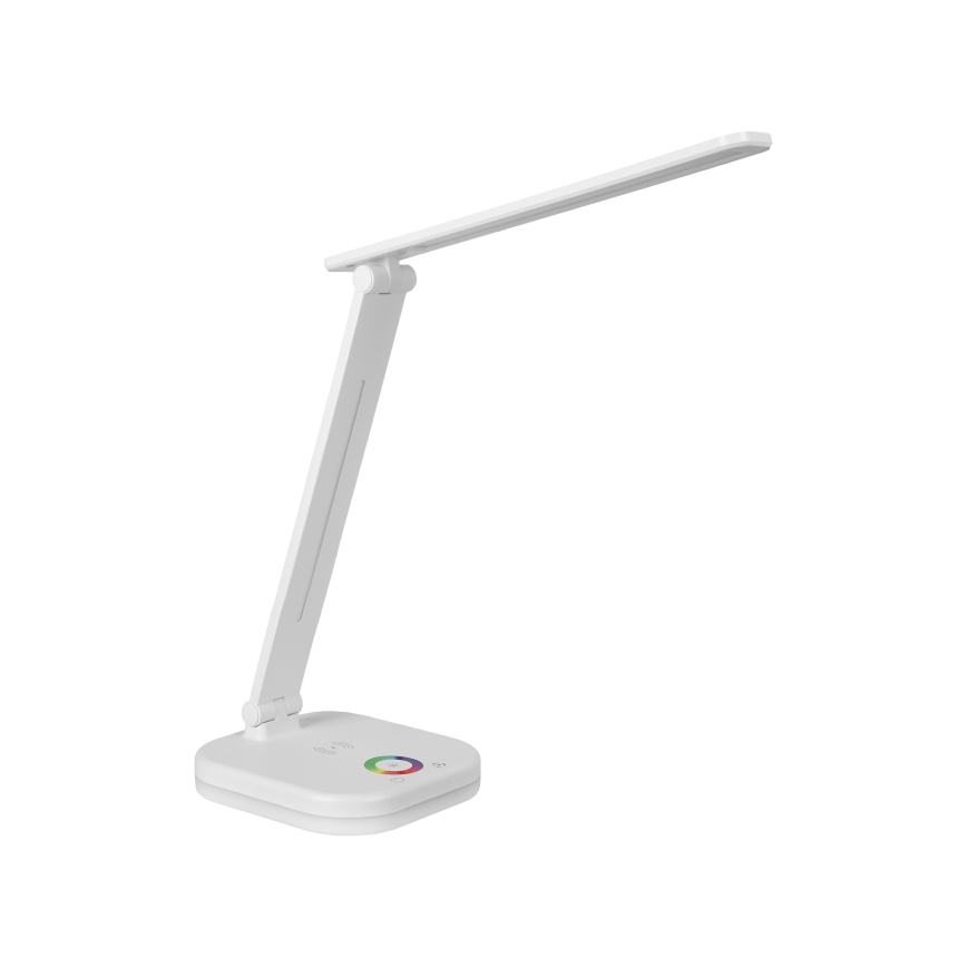 Lámpara de sobremesa LED RGBW regulable con carga inalámbrica LED/7W/5V USB blanca