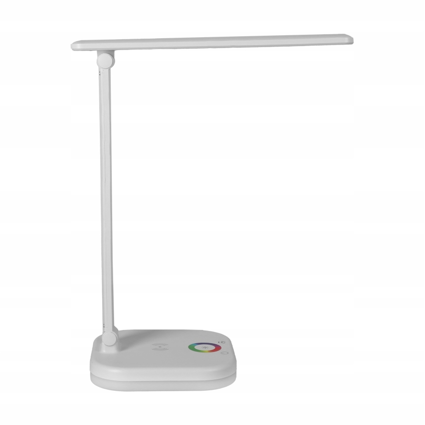 Lámpara de sobremesa LED RGBW regulable con carga inalámbrica LED/7W/5V USB blanca