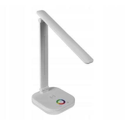 Lámpara de sobremesa LED RGBW regulable con carga inalámbrica LED/7W/5V USB blanca