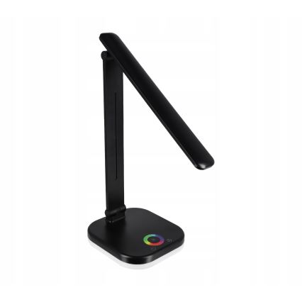 Lámpara de sobremesa LED RGBW regulable con carga inalámbrica LED/7W/5V USB negra