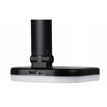 Lámpara de sobremesa LED RGBW regulable con carga inalámbrica LED/7W/5V USB negra