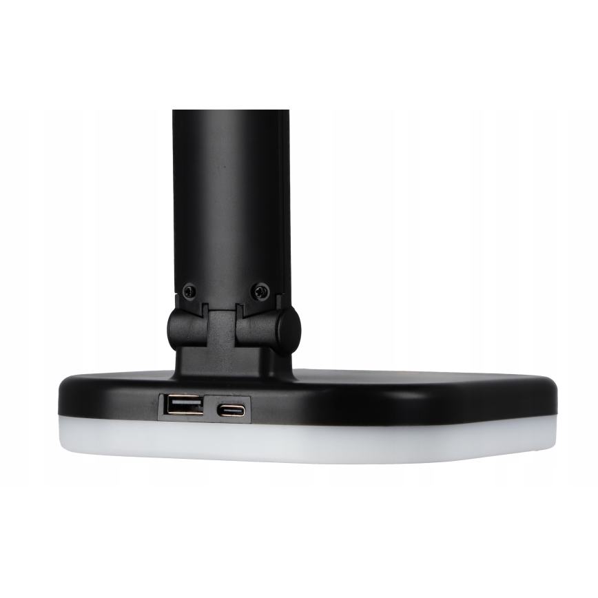 Lámpara de sobremesa LED RGBW regulable con carga inalámbrica LED/7W/5V USB negra