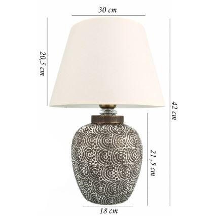 Lámpara de sobremesa RAMZES 1xE27/40W/230V blanca/gris