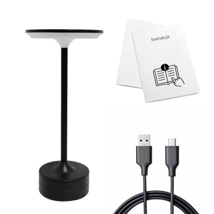 Lámpara de sobremesa táctil recargable LED TAVOLO LED/2,5W/5V 2400 mAh 3000-6000K negra