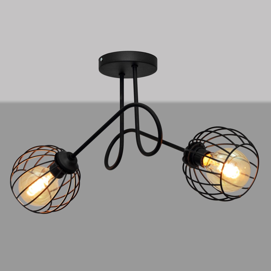 Lámpara de superficie OXFORD 2xE27/15W/230V negro