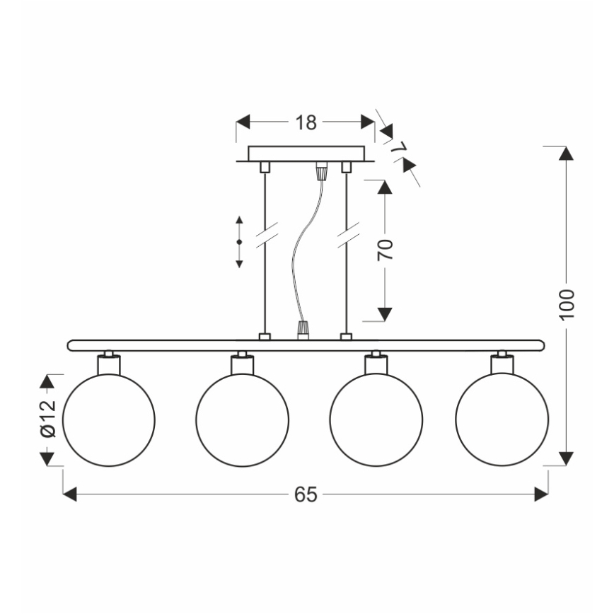 Lámpara de suspensión con cable SOMUL 4xG9/20W/230V, negro ahumado