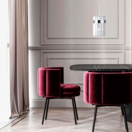 Lámpara de suspensión con cable VETRO 1xE14/10W/230V cromo brillante