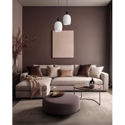 Lámpara de suspensión con cable WOLKEN 1xE27/40W/230V blanco/negro