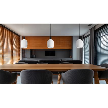 Lámpara de suspensión con cable WOLKEN 1xE27/40W/230V blanco/negro