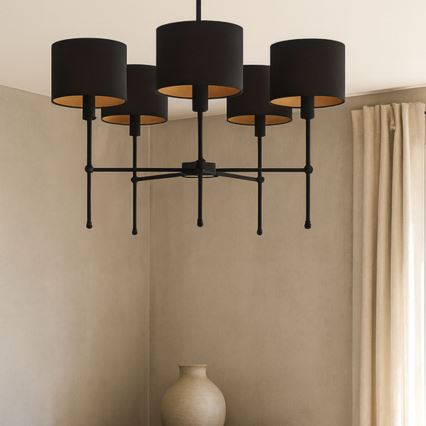 Lámpara de suspensión con varilla MADELA 5xE14/40W/230V negra