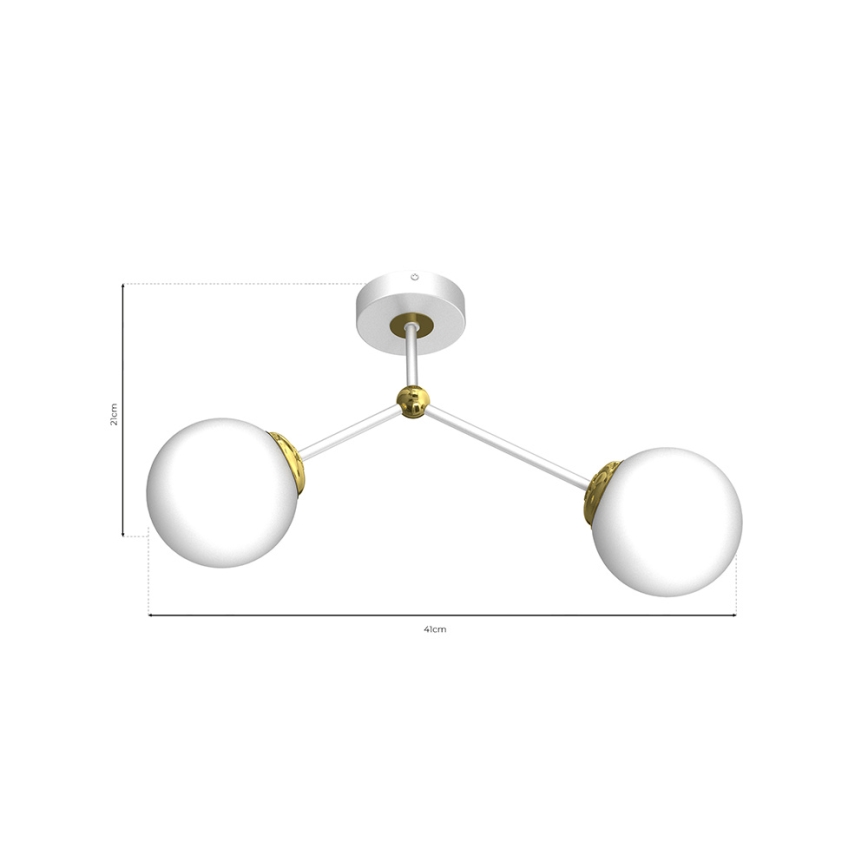 Lámpara de suspensión JOY 2xE14/40W/230V blanco/dorado