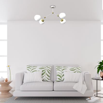Lámpara de suspensión JOY 4xE14/40W/230V blanco/dorado