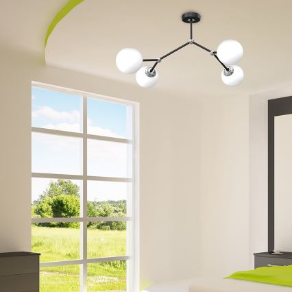 Lámpara de suspensión JOY 4xE14/40W/230V negro/cromo brillante