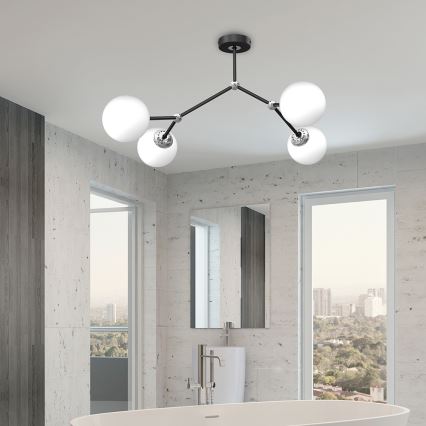 Lámpara de suspensión JOY 4xE14/40W/230V negro/cromo brillante