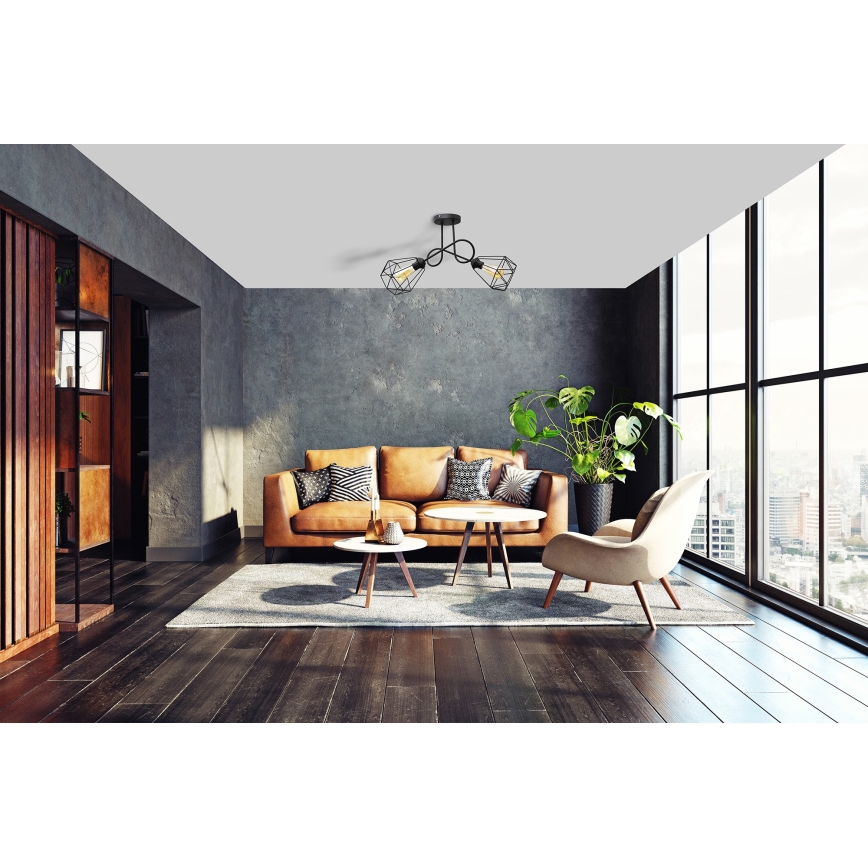 Lámpara de suspensión KARO 2xE27/15W/230V negro