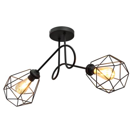 Lámpara de suspensión KARO 2xE27/15W/230V negro
