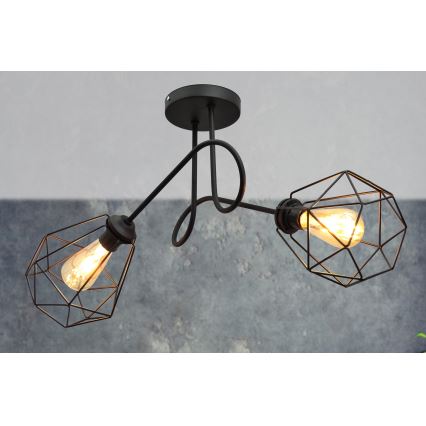 Lámpara de suspensión KARO 2xE27/15W/230V negro