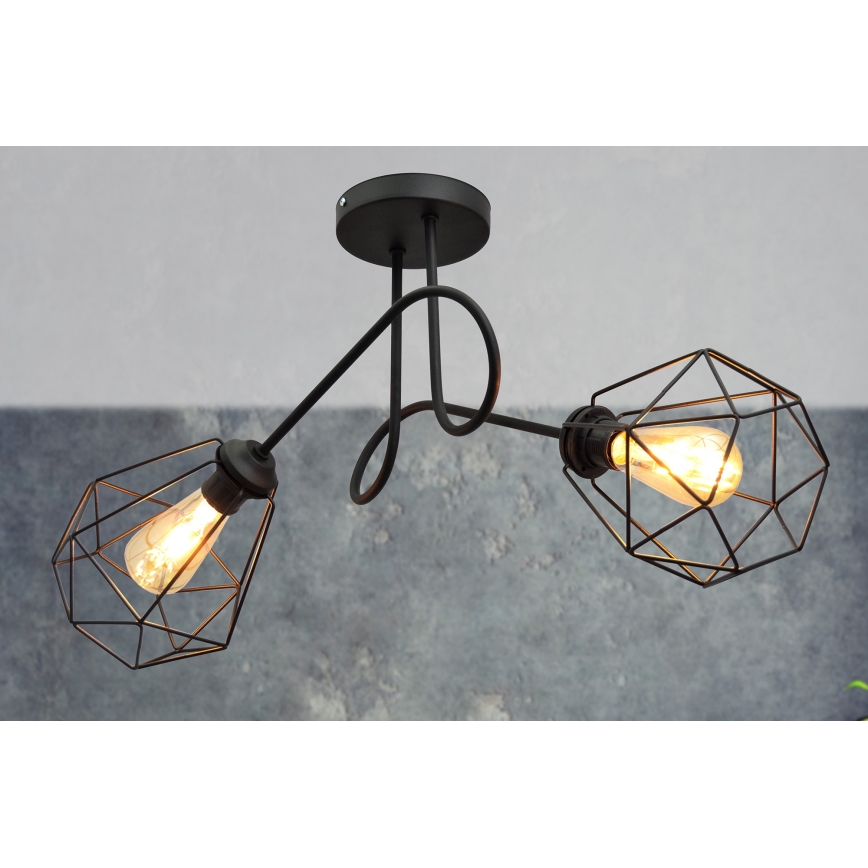 Lámpara de suspensión KARO 2xE27/15W/230V negro